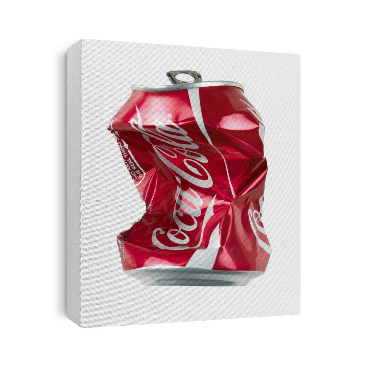 Crushed Coca Cola can cut-out against white background