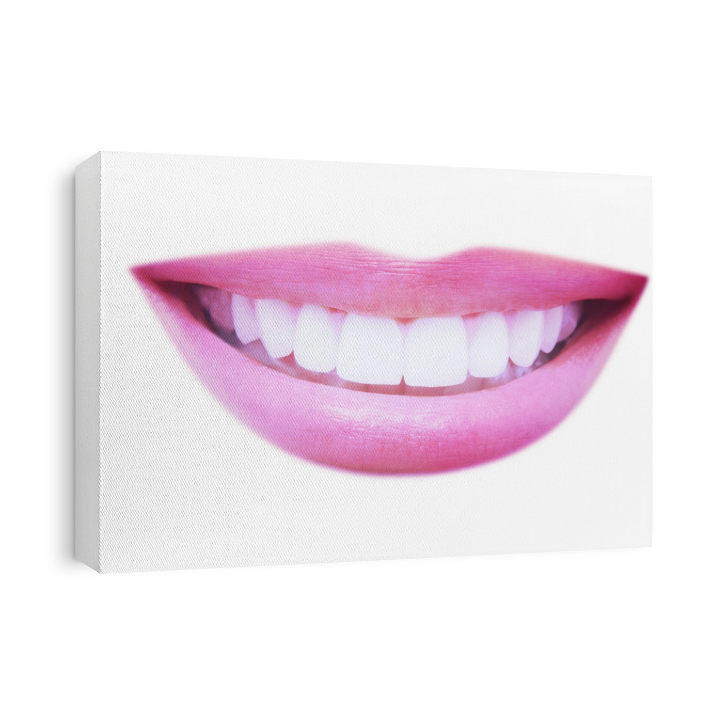 Closeup of beautiful smile with healthy teeth on white background