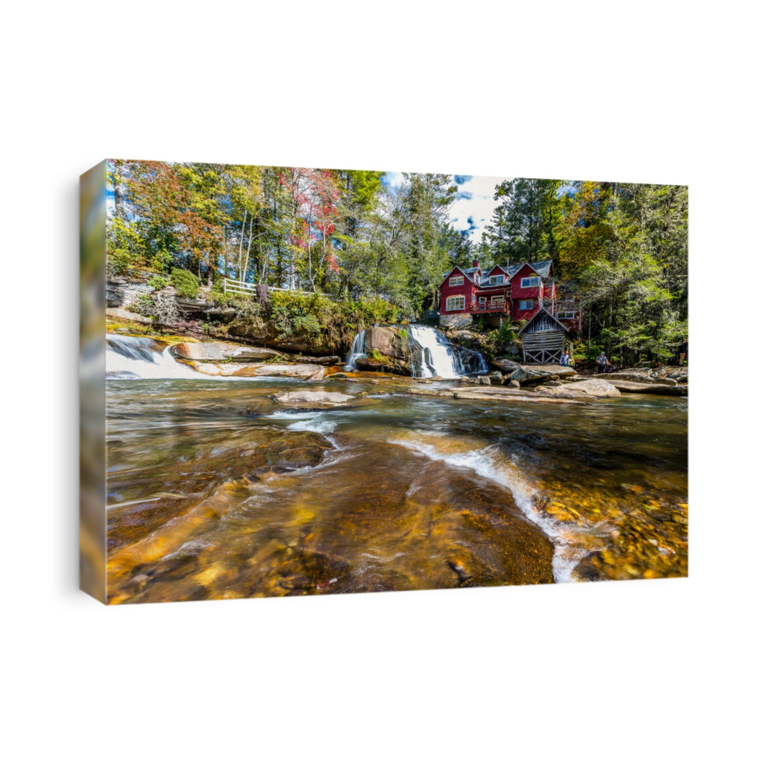 Waterfall in early autumn at Living Waters Retreat, Balsam Grove, NC near Pisgah National Forest